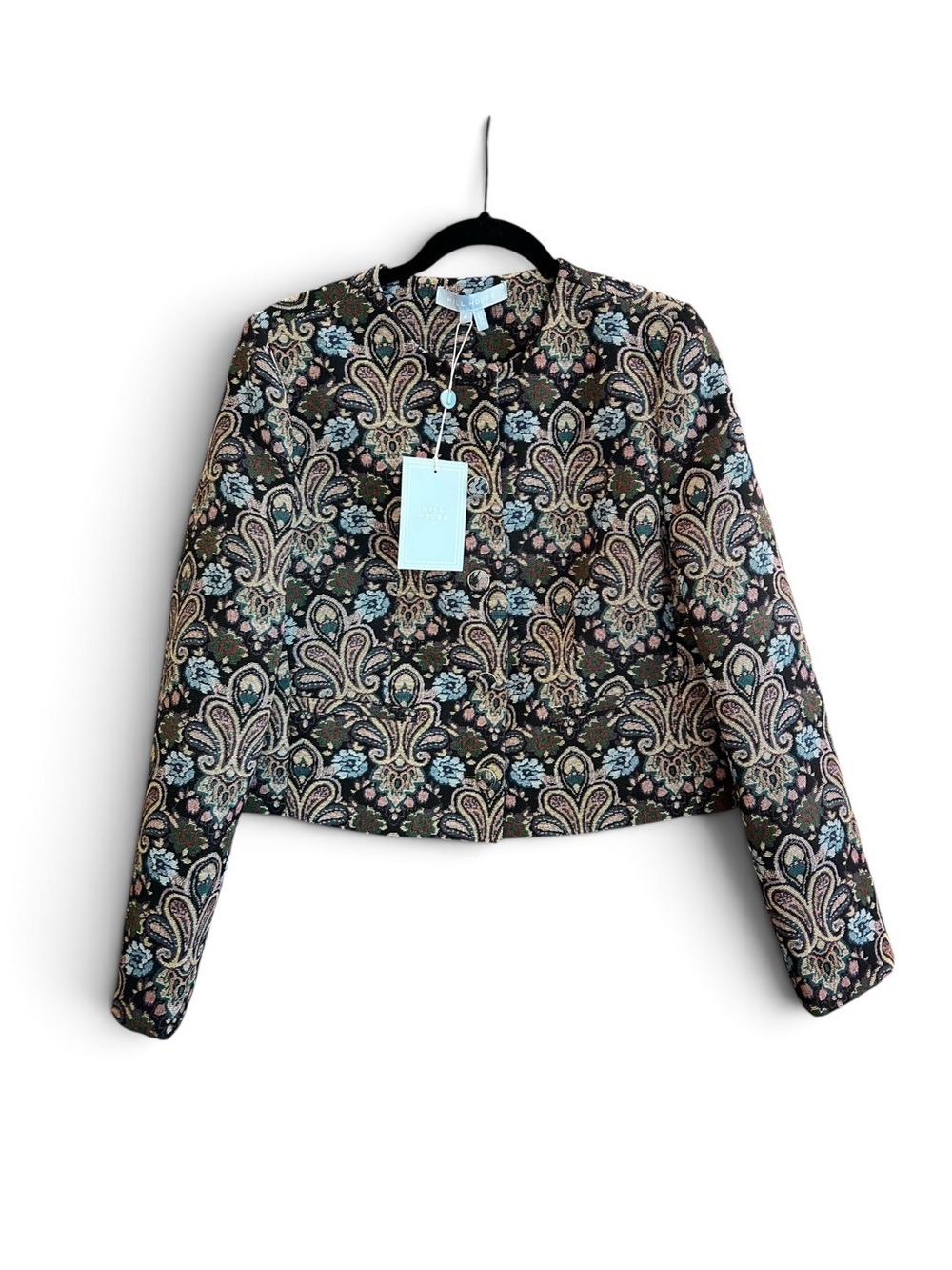 Hill House Home NWT The Virginia Jacket Tapestry Fleur Back M